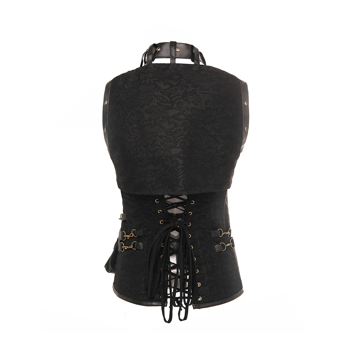 Retro Shawl Belly Vest 13 Steel Bone Rivets Punk Style Halterneck Gothic Body Shaper Lace Up Corset S-6XL Sexy Waist Trainer