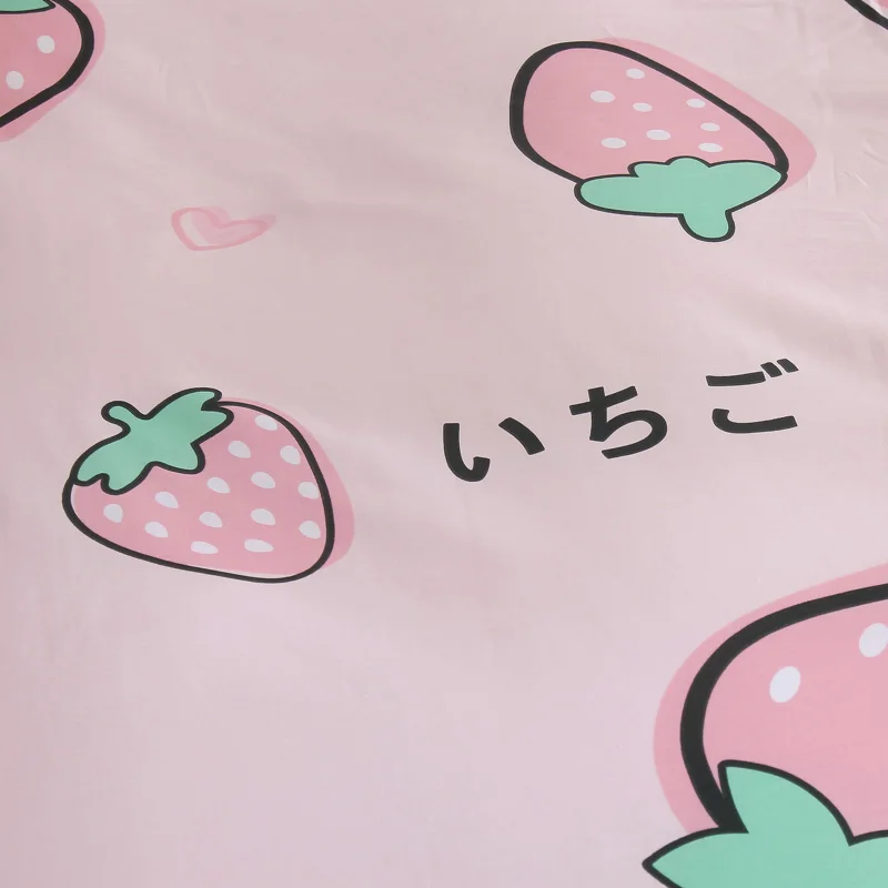 

Cute Strawberry Duvet Cover Sets Cotton Quilt Cover Single Double Queen King Bedding Sets 2Pc Pillowcase Pink Comforter Cover