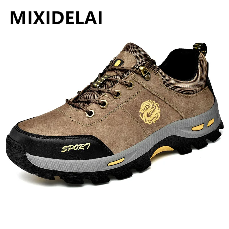 

New Men Sneakers Outdoors Non-slip Men's Breathable Genuine Leather Hiking Shoes Comfortable Men Casual Shoes Zapatillas Hombre