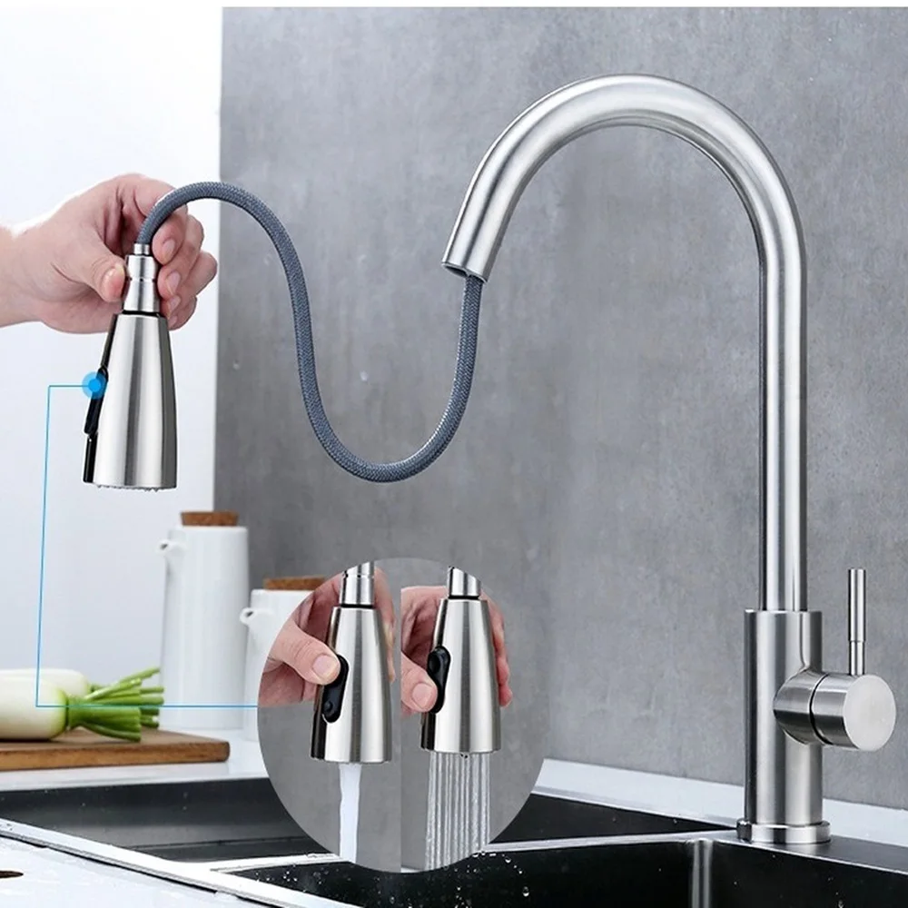 

Kitchen Faucet Brushed Surface Hot and Cold Water Faucet Kitchen Sink Faucet Pull-out Kitchen Faucet