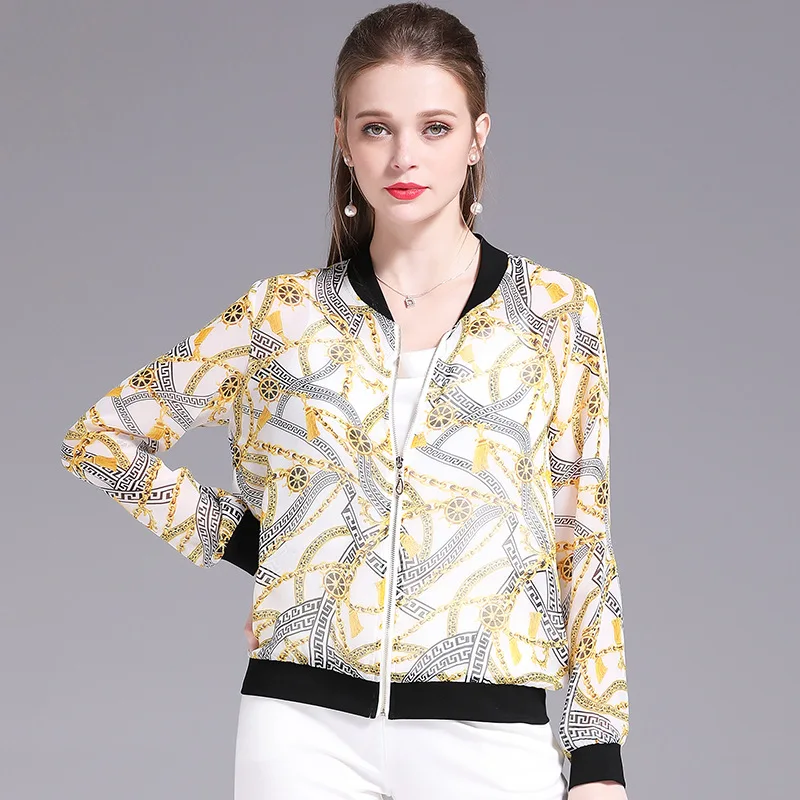 

Women's fashion summer 2021 new temperament wind contrast printing thin Chiffon sunscreen Shirt Small Coat