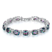 luxury colorful crystal bracelet chain link shiny aaa cubic zirconia stone charm bracelet women females jewelry accessory
