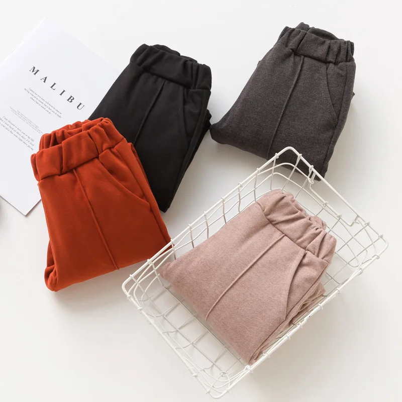 Зима 2019 детские штаны из берберского флиса корейские милые леггинсы для девочек