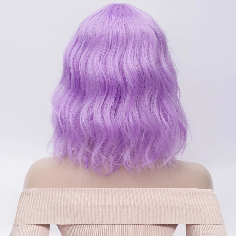 MSI Wigs, Короткие парики для косплея, фиолетовый, для женщин, кудрявый, красный, синий, парик с боковой челкой, зеленый, розовый, синтетический парик, жаростойкий