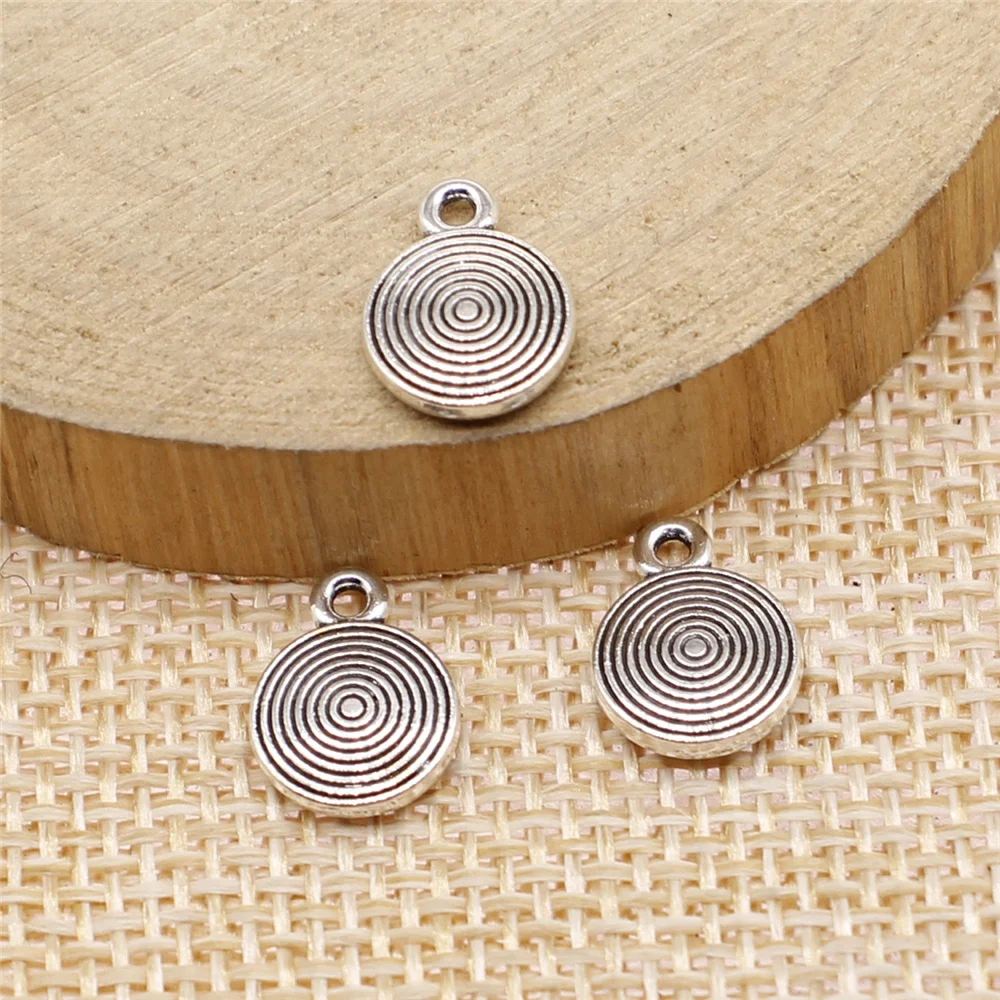 

free shipping 92pcs 9x12mm antique silver Circle round tag charms diy retro jewelry fit Earring keychain hair card pendant