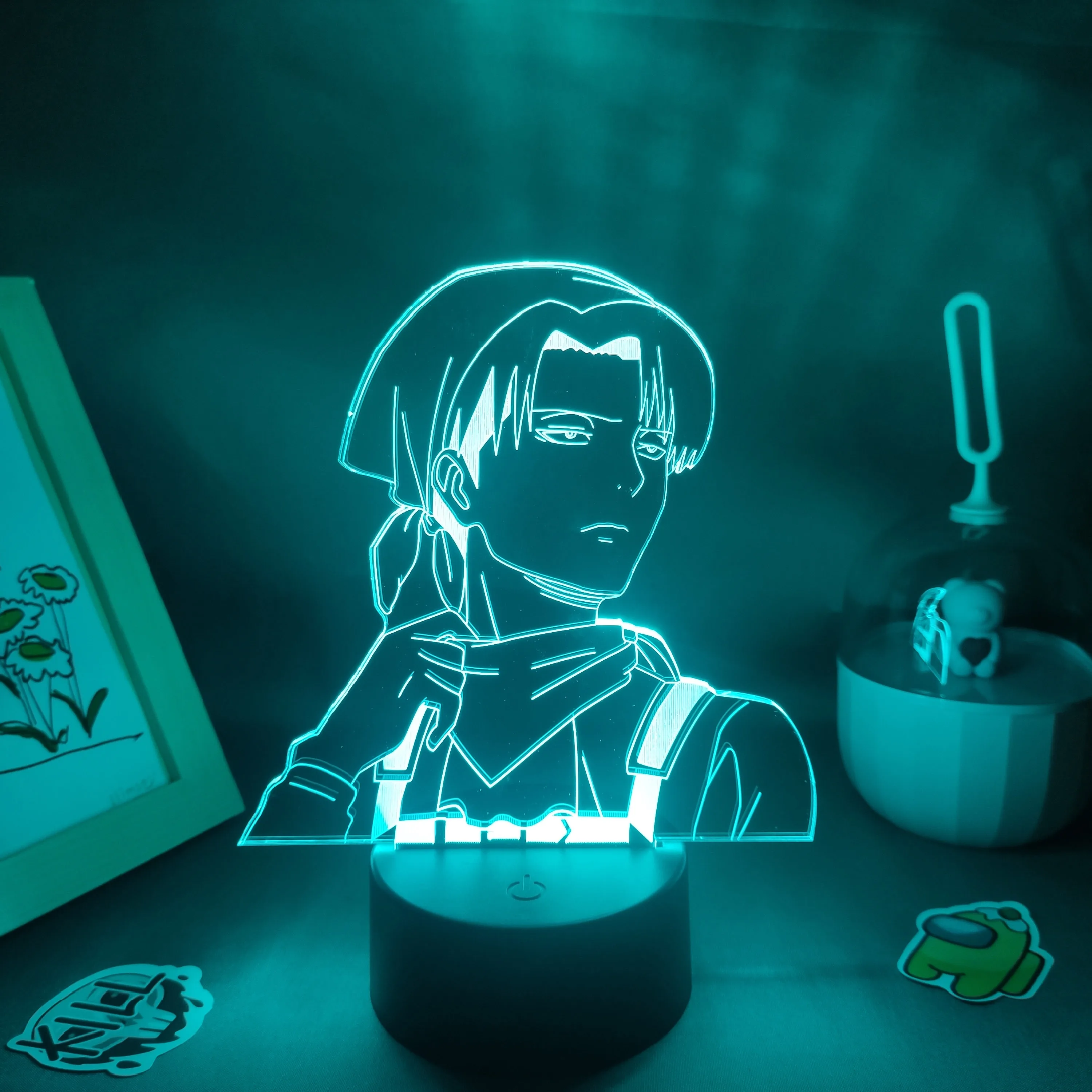 

Attack on Titan Anime Figures Levi Ackerman 3D Led Lava Lamps RGB Neon Battery Night Lights Manga Gift Bedroom Table Decoration