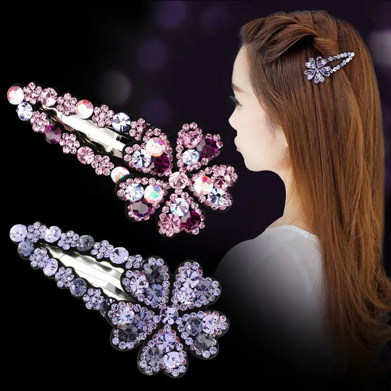 

2021 New Fashion Hot Sale Wild Luxurious Rhinestone Bangs BB Clip Hairpin Barrettes for Women Girl Hair Accessories Headwear