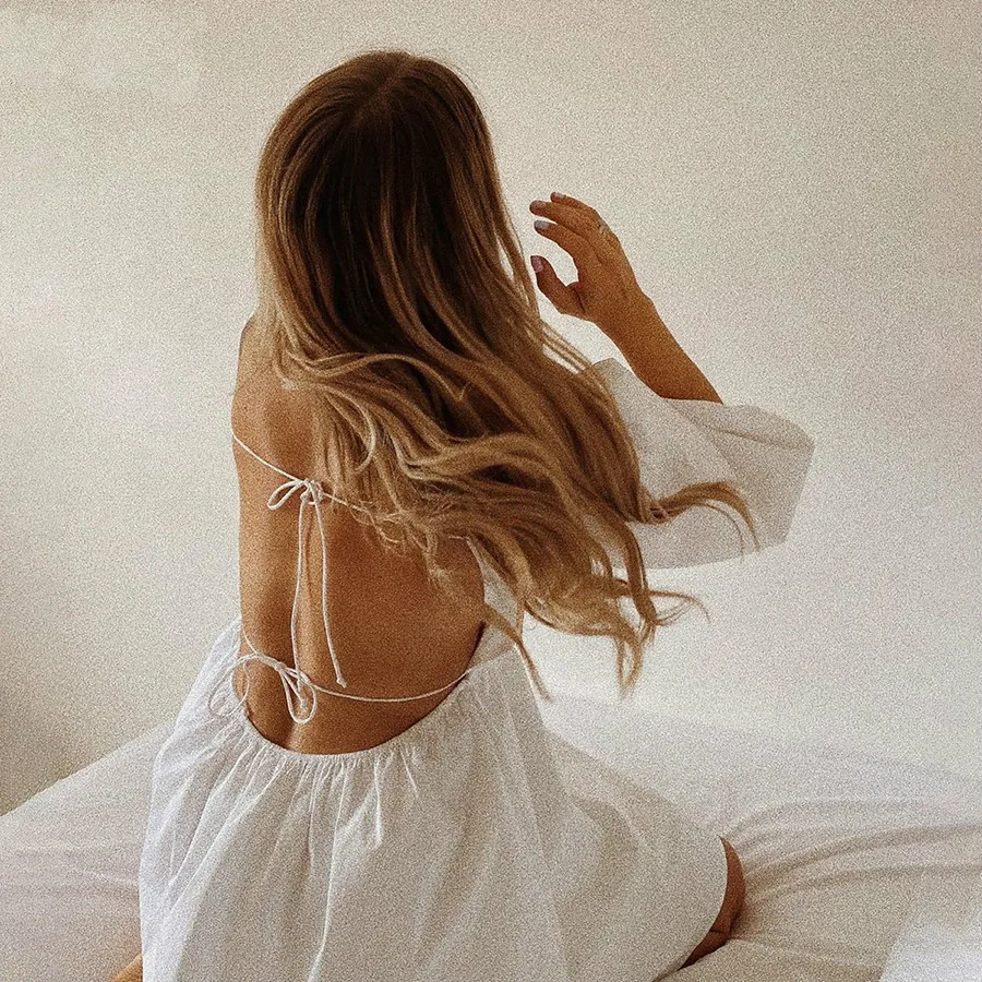 Women Summer Dress Summer Fashion White Elegant Puff Sleeve Backless Party Beach Dress Vacation Casual Mini Dress