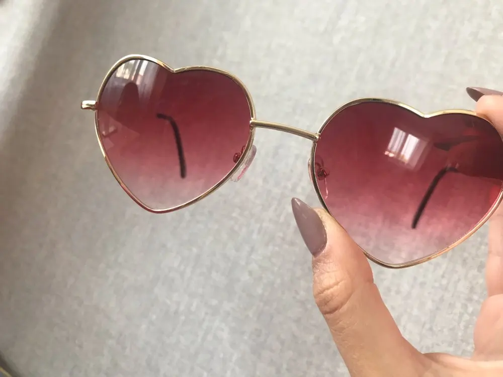 

Ladies Heart Shaped Sunglasses metal Women Brand Designer Fashion Rimless Clear Ocean Lenses Sun Glasses Oculos UV400
