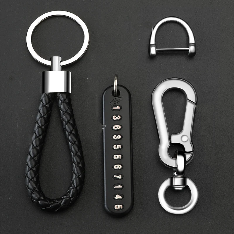 

Anti-Lost Car Key Pendant Split Rings Keychain Phone Number Card Keyring Auto Vehicle Key Chain Car Accessories