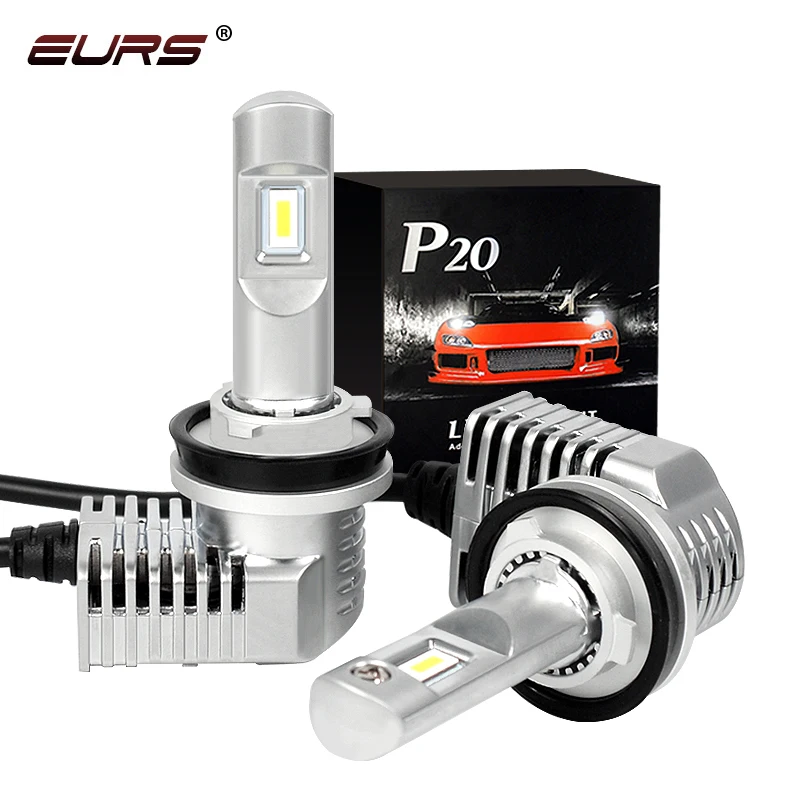 Светодиодсветодиодный мини лампы EURS P20 h7 Canbus H11 H8 H9 HB3 9005 HB4 9006 5202 H16 6000K 12 В 24