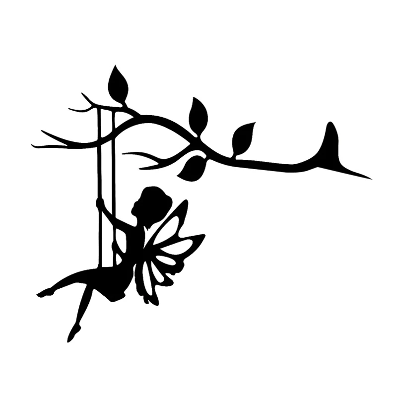 

2D декор для сада, сказочное украшение, металлическая стойка, искусство, эльф, силуэт, вставка, украшение для улицы, фея, свисающая на ветку WWO66