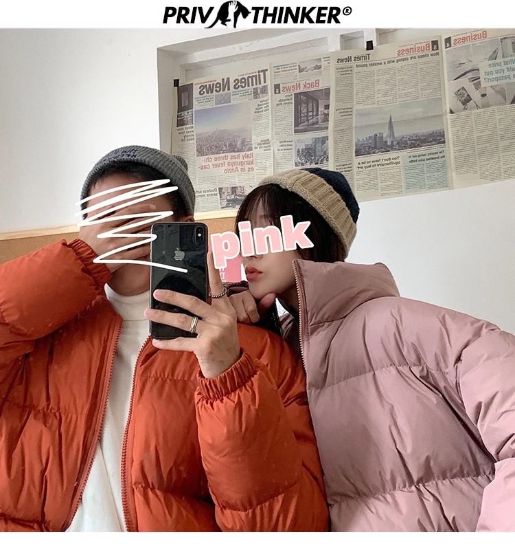 Privathinker, женские корейские зимние разноцветные куртки, парки для девочек, повседневные пальто со стоячим воротником, теплые плотные Женские однотонные куртки