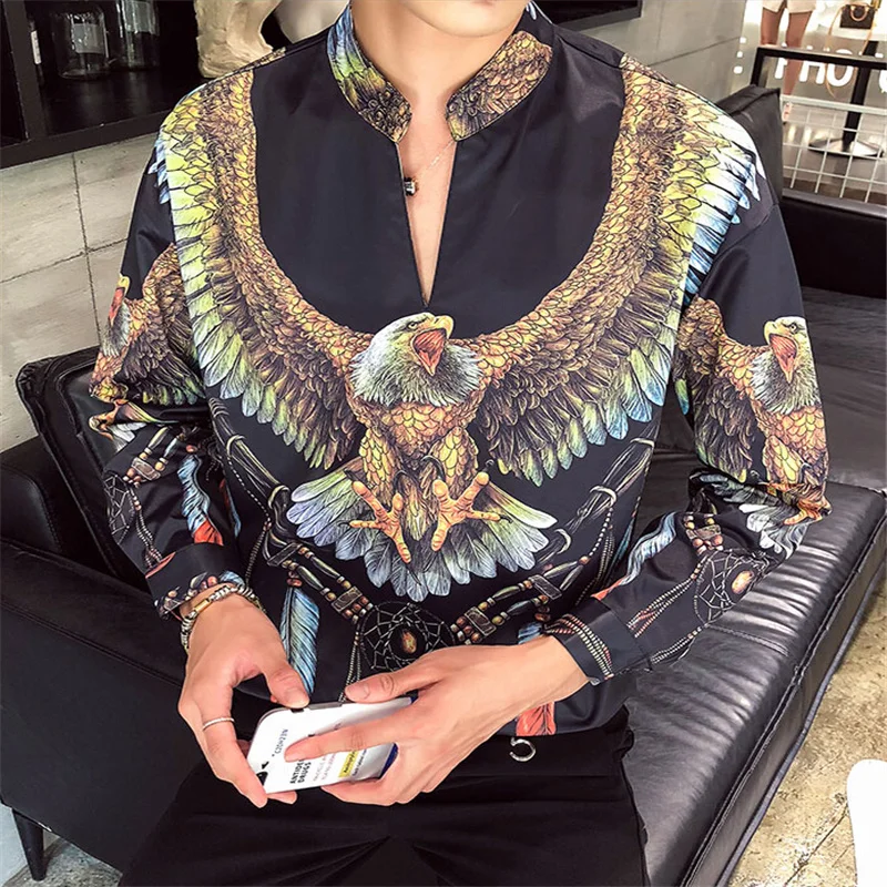 

Men 2020 Casual Slim Shirt Cotton europe style Solid Color Top