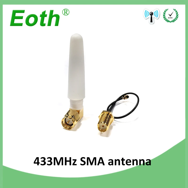 433 МГц Антенна 2.5dbi SMA разъем lora lorawan локоть м антенн Lorawan + 21 см RP SMA/u.FL