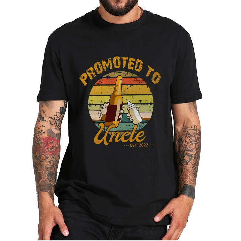 

Vintage Promoted To Uncle 2022 T-shirt Funny Design Text Print Retro Men's Clothing Gift High Quality 100% Cotton Tops EU Size