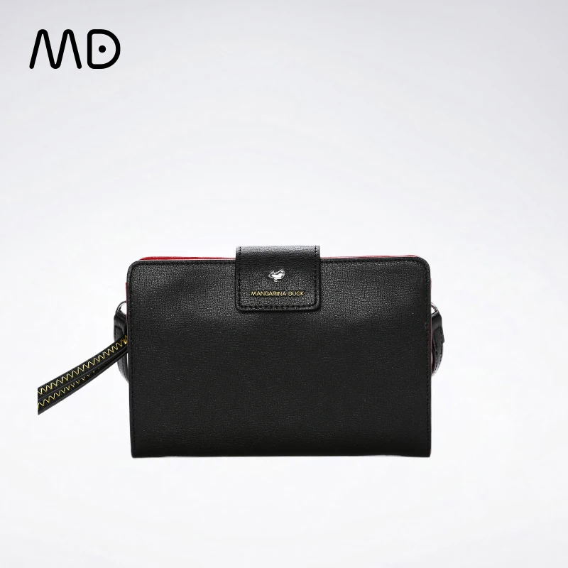 

Mandarina Duck Italian Leather Brand Simple Style Mini One Shoulder Bag Clutch Casual Solid Color Women Purse Cowhide Bag