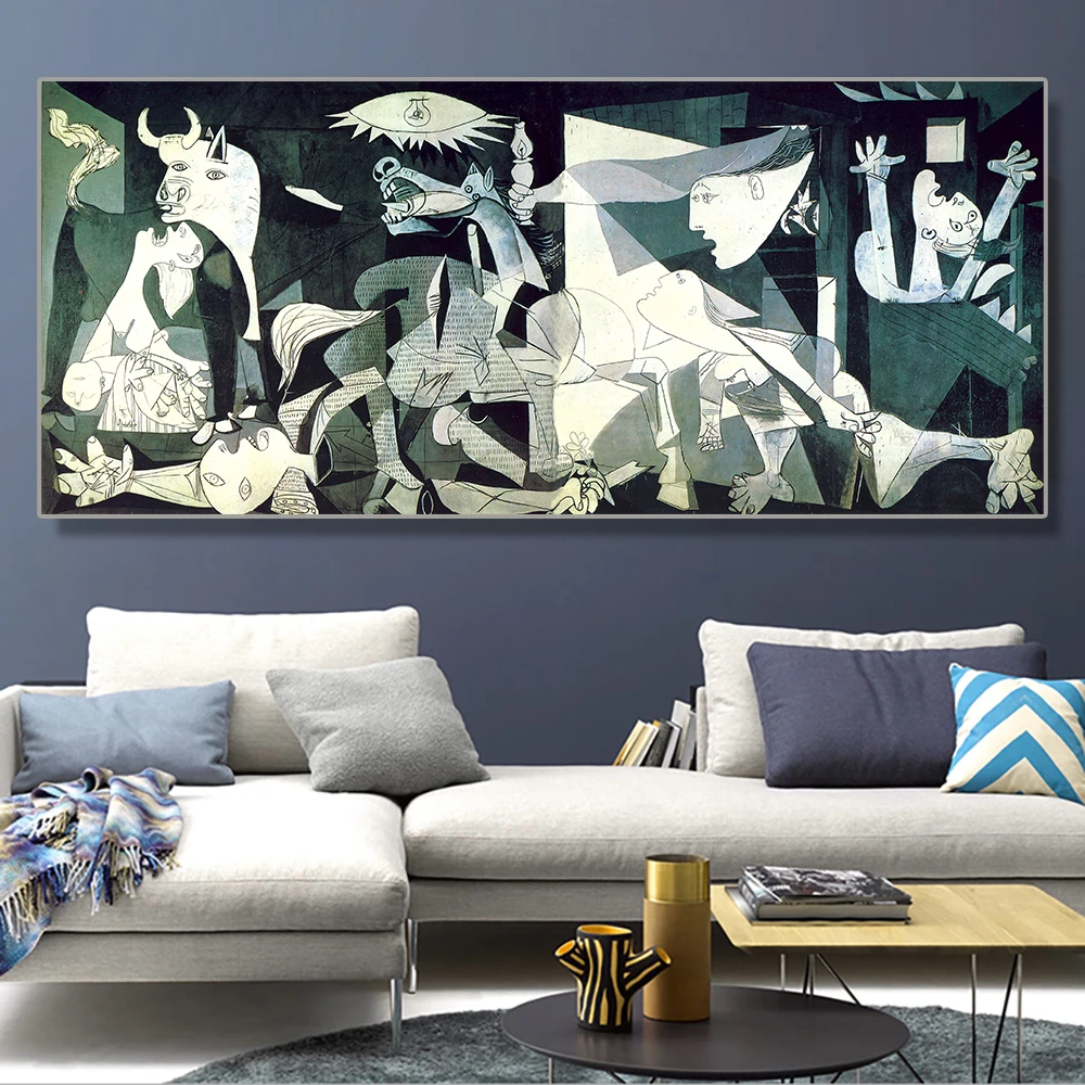 

Picasso Famous Oil Painting Guernica Reproductions Canvas Art Poster Abstract Modernism Wall Picture Cuadros Home Decoration