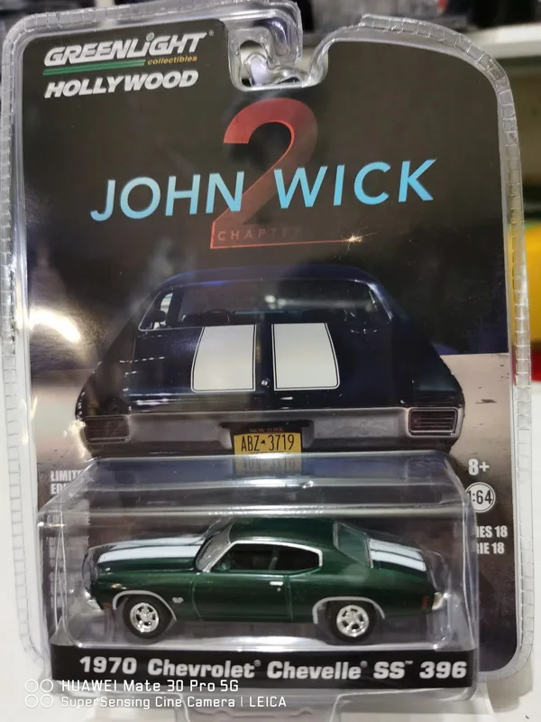 

Модель автомобиля GREENLIGHT, Джон уик, 1:64, 1970, для Шевроле, шевелле, SS 396, голливудская серия, игрушки, коллекция, литье под давлением
