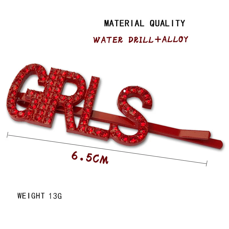 GIRLS (Red) 1 шт. AMOR/вечерние/девичьи буквы хрустальные шпильки для волос красные стразы заколки для волос металлическая заколка для волос Инструменты для укладки аксессуары - Цвет: GIRLS (Red)