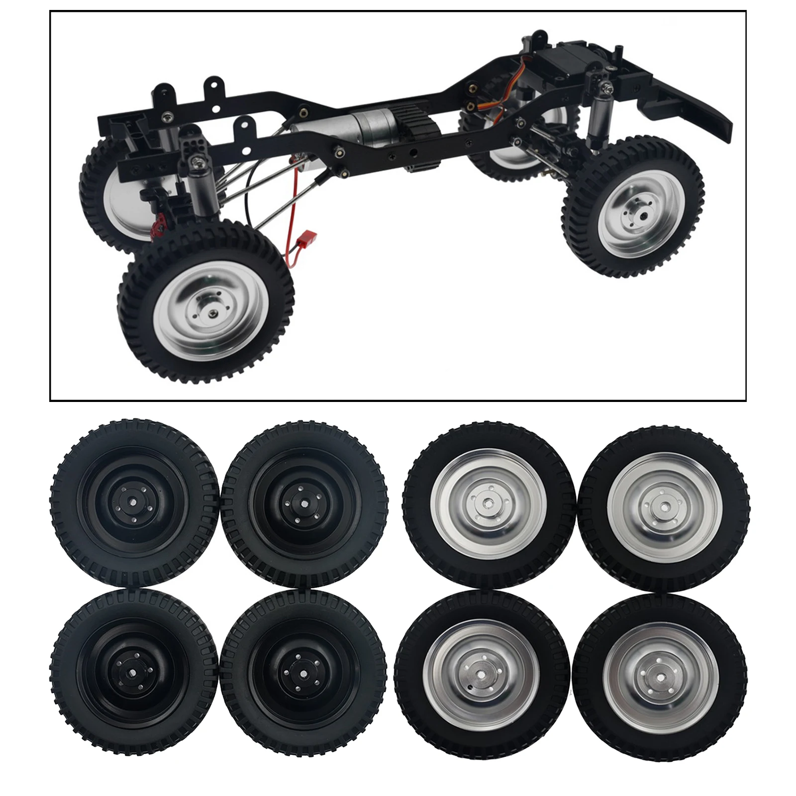 

4x 4WD Wheel Tire w/ Metal Hub for WPL C14K C24 C24K C44KM 1/16 RC Car DIY Parts