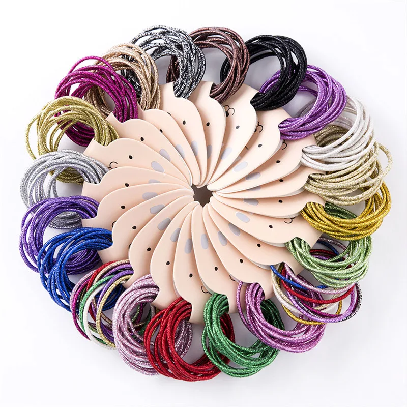 Бесплатная доставка модные блестящие детские резинки для волос цветная резинка