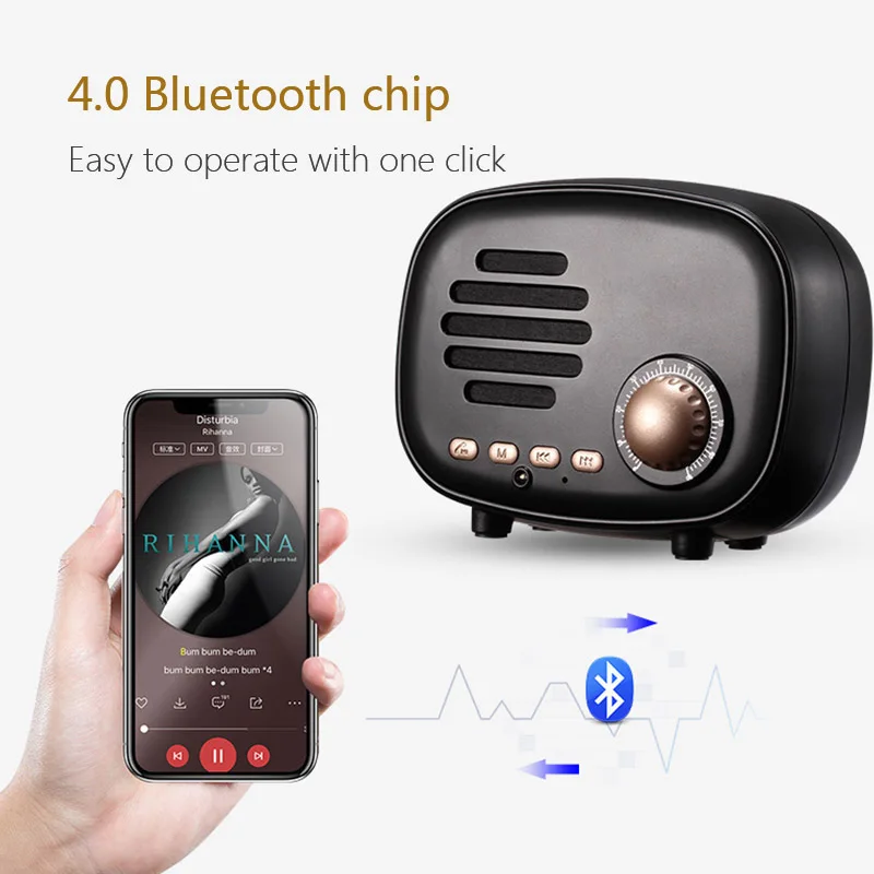 Ретро Bluetooth динамик винтажный Мини Ностальгический тяжелый бас 3D стерео объемный