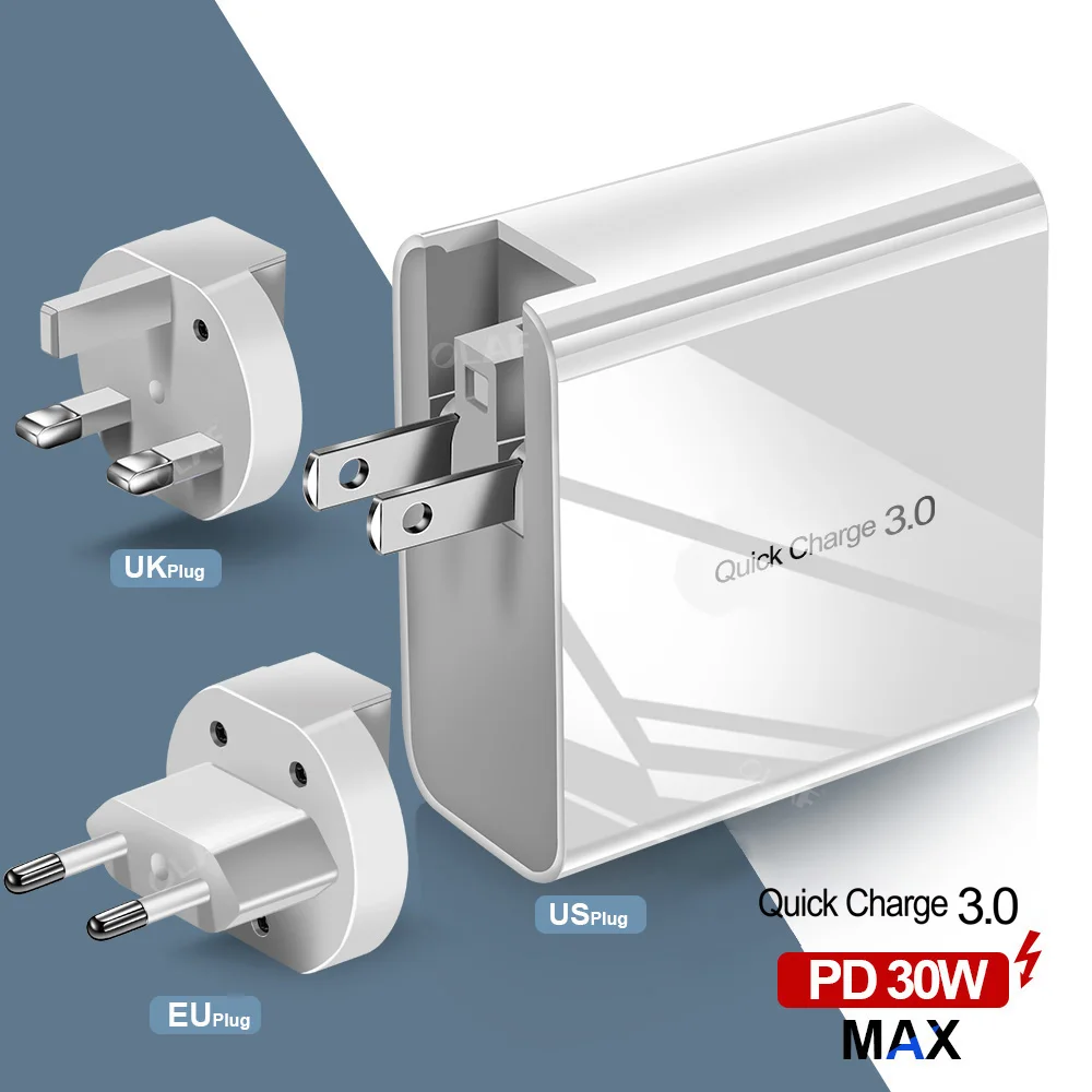 48 Вт мульти быстрое зарядное устройство PD type C USB зарядное устройство для samsung iPhone huawei Tablet QC 3,0 быстрое настенное зарядное устройство US EU UK переходник