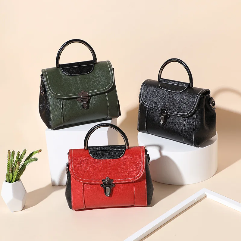 

New fashion Korean Single Shoulder Messenger Bag women's small square bag handbag retro texture women's leather bag