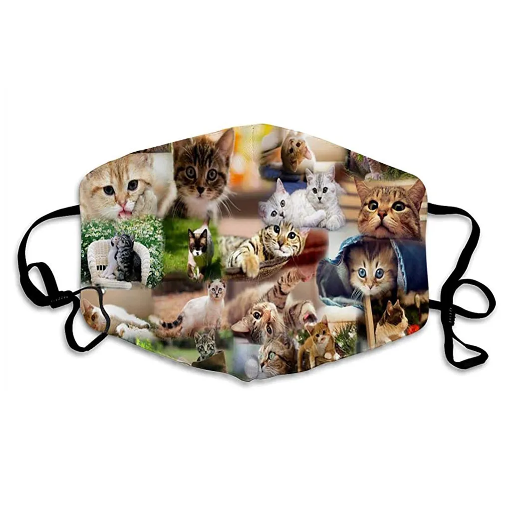 Мужская женская мужская маска для рта маски с принтом животных кошек