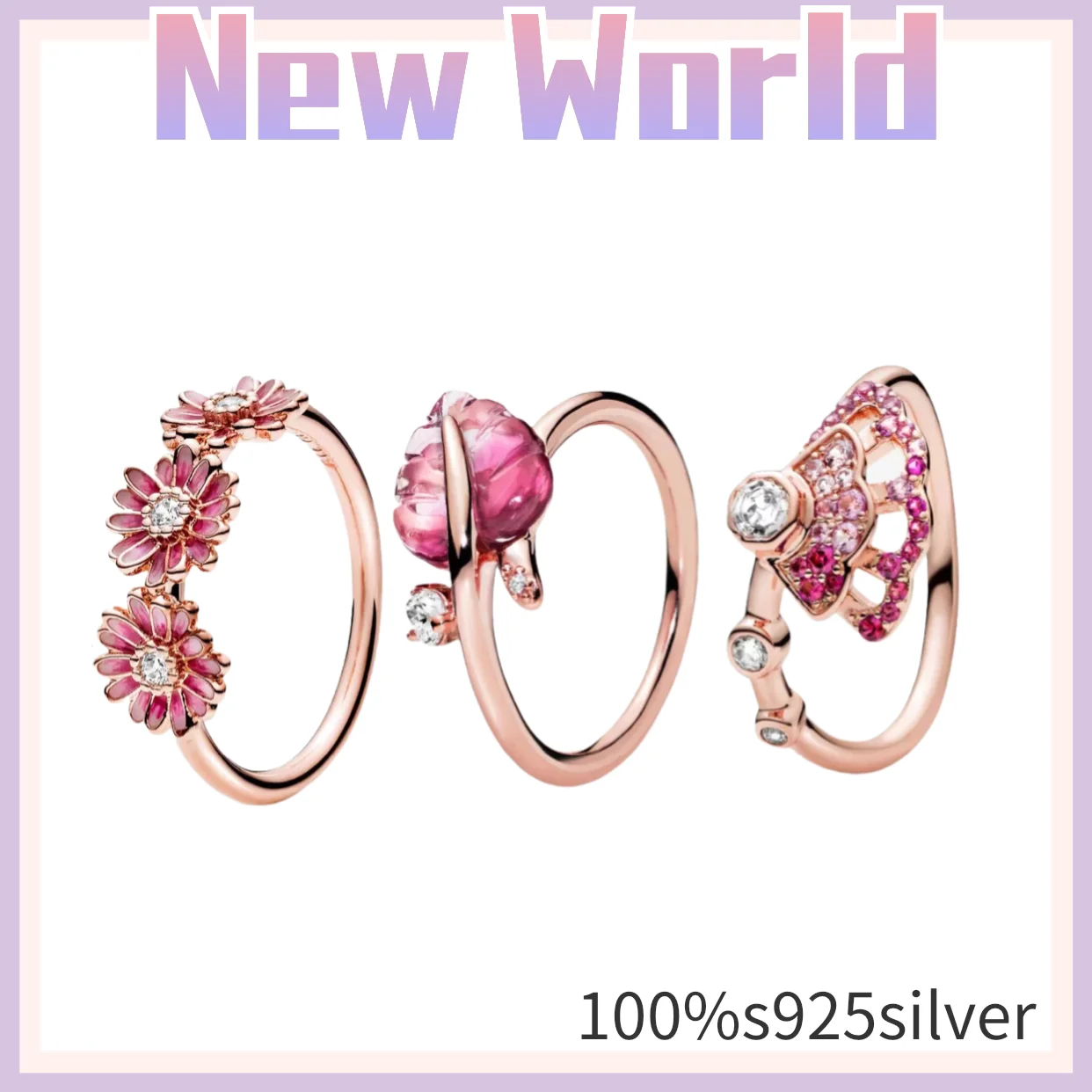 

Original pandora 100%925 Silver Pot Ring for Women Love Crystal High Quality Couple Ring DIY Fashion Wedding Jewelry