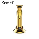 Триммер для стрижки волос Kemei PRO, с металлическим корпусом, Т-образное лезвие с нулевым зазором, с 360 обзором краев, с жесткой линией