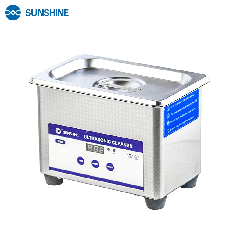 

SUNSHINE S-6508T Ultrasonic Cleaner Capacity 0.8L for Mainboard LCD Screen Chip Mobile Phone Wrist Watch Lens Camera