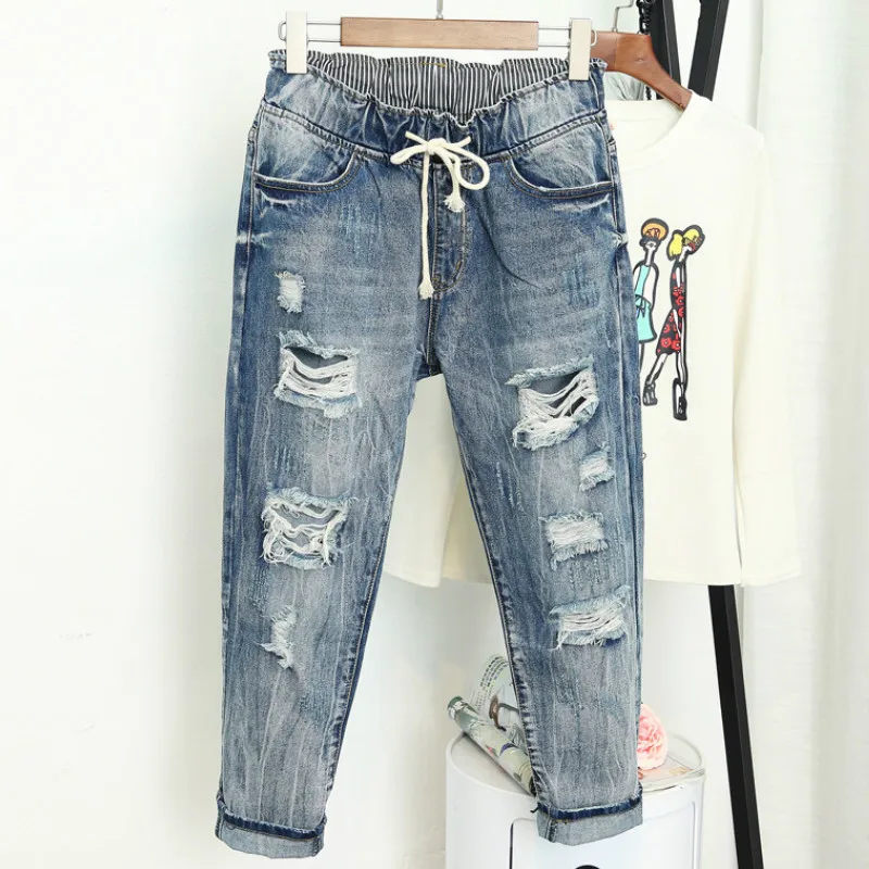 

2020 New Summer Jeans Fashion Loose Vintage High Waist Women Jeans Pants Ripped Jeans for Women