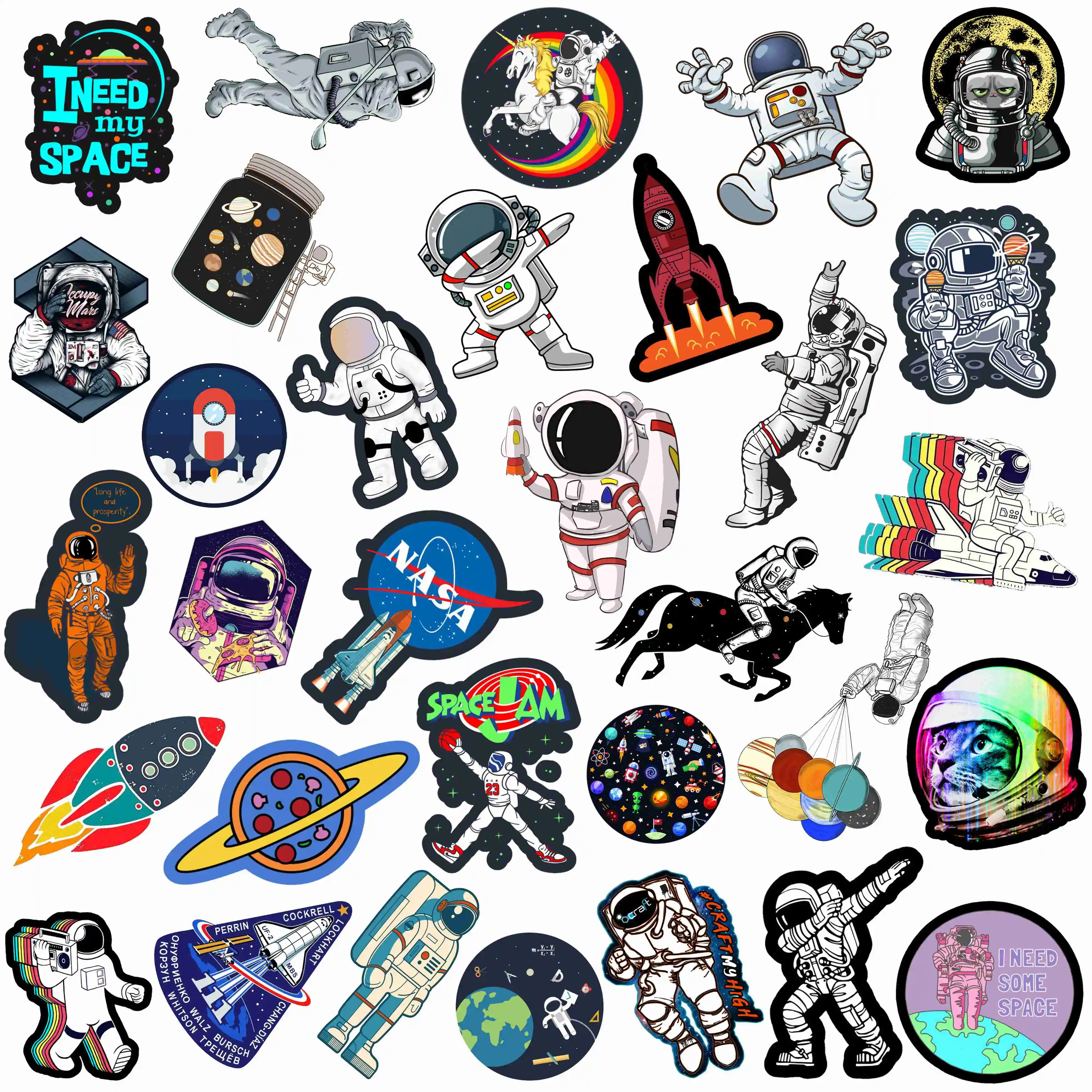 

50 PCS PVC Fantasy Space Astronaut DIY Skateboard Laptop Graffiti Motorcycle Decorative Sticker Car Sticker Vinyl Decals
