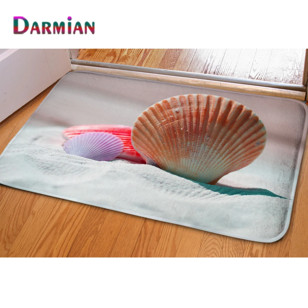 DARMIAN-alfombra de franela con estampado de conchas de mar para decoración del...
