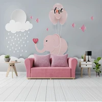 photo wallpaper 3d modern childrens room sky creative clouds little elephant balloon bedroom cartoon mural stickers papel de pa