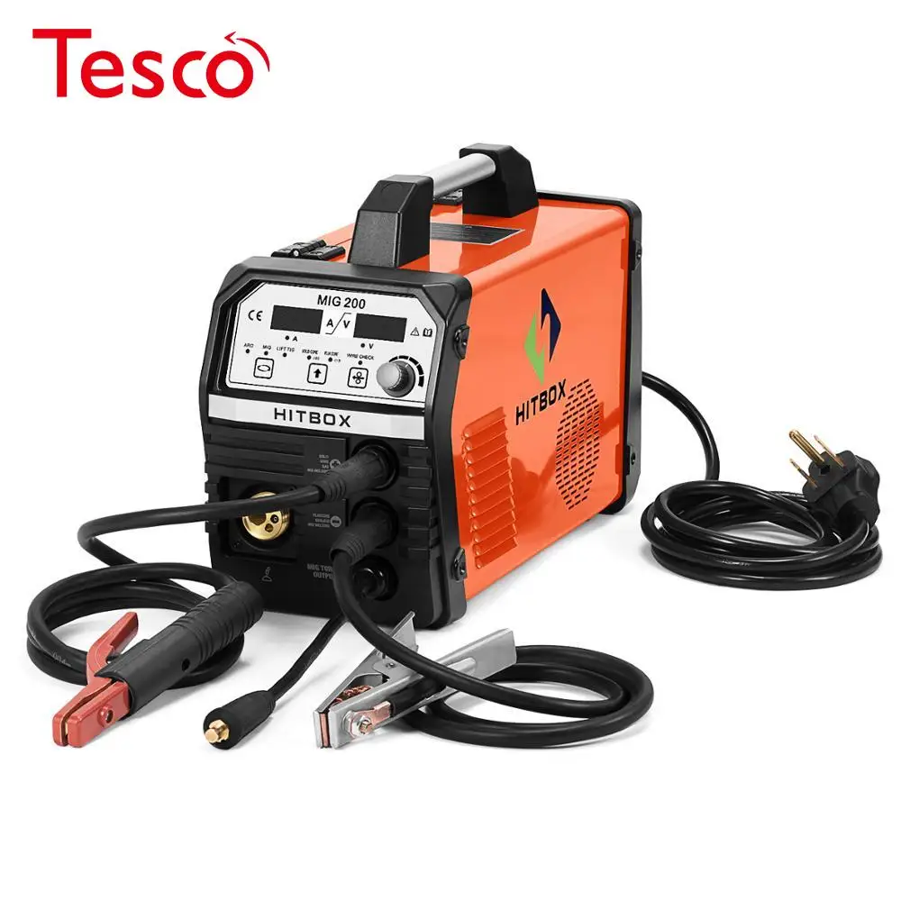 

HITBOX Mig Welder TIG ARC Stainless Steel Carbon Gas No Welding Machine MIG200 Solid/Flux Core 220V