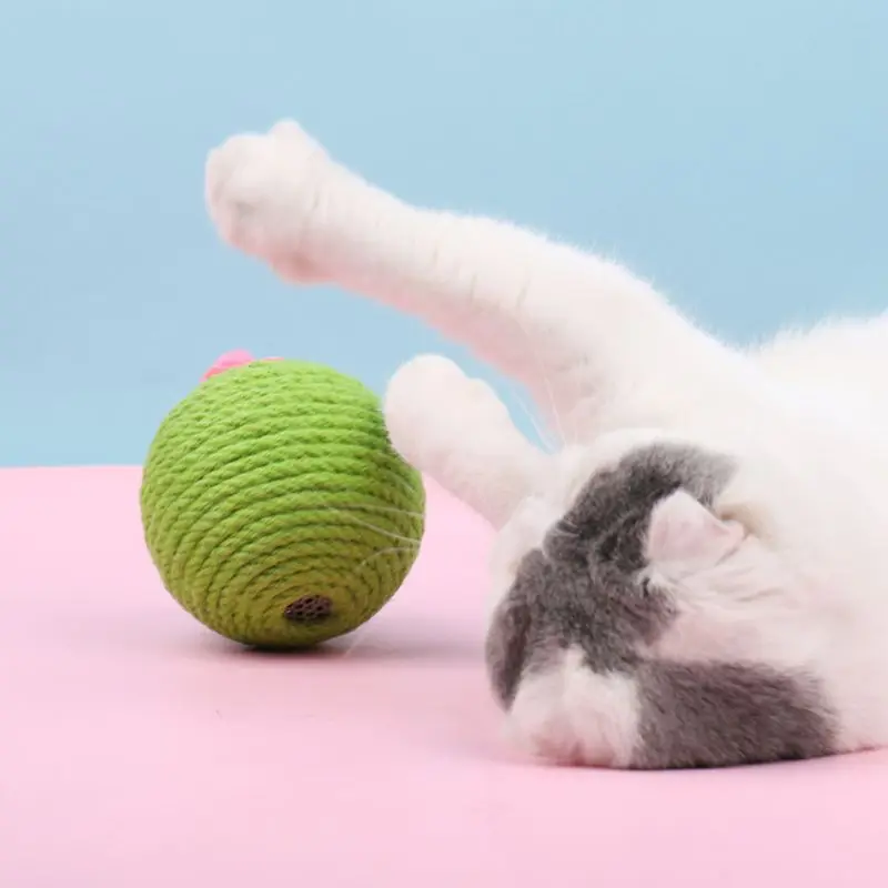 

Scratching Ball Eco-Friendly Sisal Cactus Teaser Bell Balls with Catnip