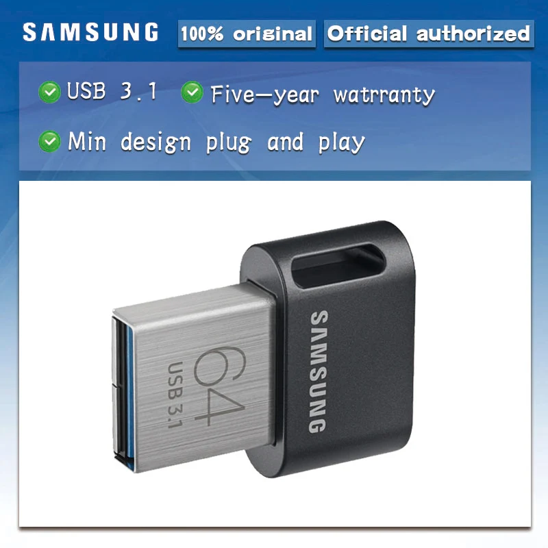 USB флеш накопитель SAMSUNG FIT Plus 32 ГБ 64 128 256 маленькая карта памяти устройство для