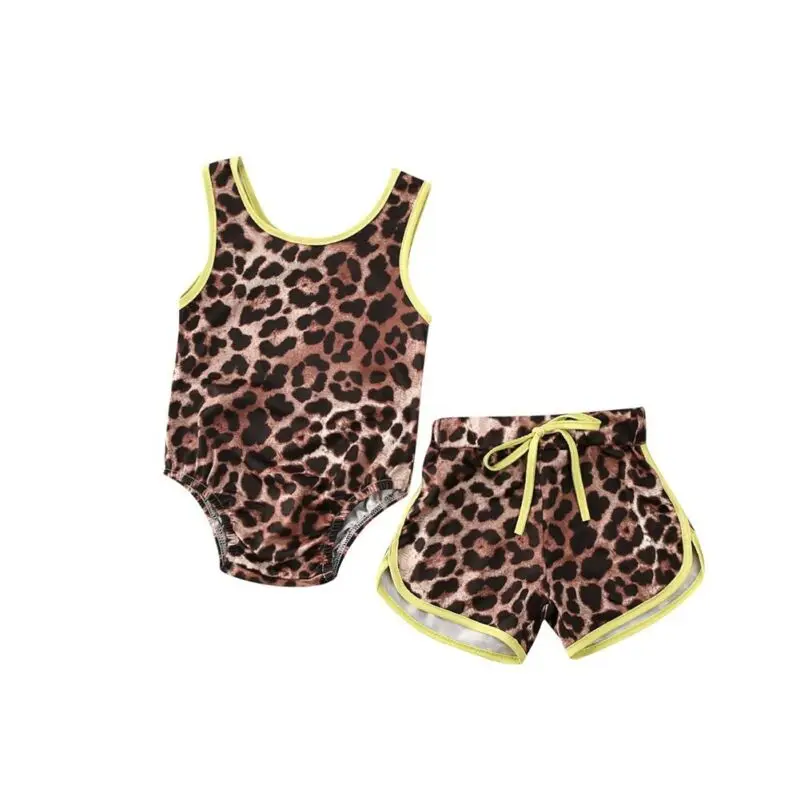 

0-24M New Toddler Baby Girls Swimsuit 2pcs Leopard Print Bathing Tankini Bikini Set Swimwear Beachwear