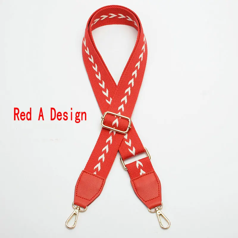 red A design 3,8 см широкий Модный ремешок с вышивкой стрелы V хлопковая холщевая ткань Сделай Сам сумка на одно плечо ручка ремня 88~ 140 см регулируемая - Цвет: red A design