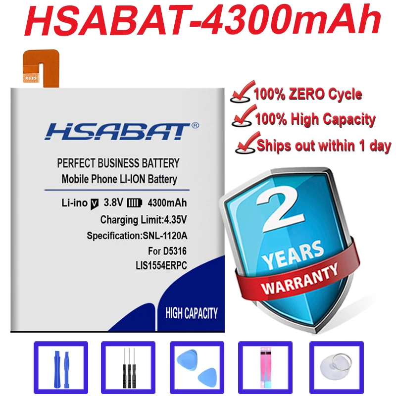 Оригинальный HSABAT новейший аккумулятор 4300 мАч для Sony Xperia T2 Ultra Dual LIS1554ERPC D5322 D5316 XM50H