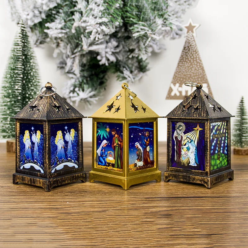 

Christmas Decoration Pendant Painted Religious Christmas Lights Hollow Starry Christmas Light Decorations