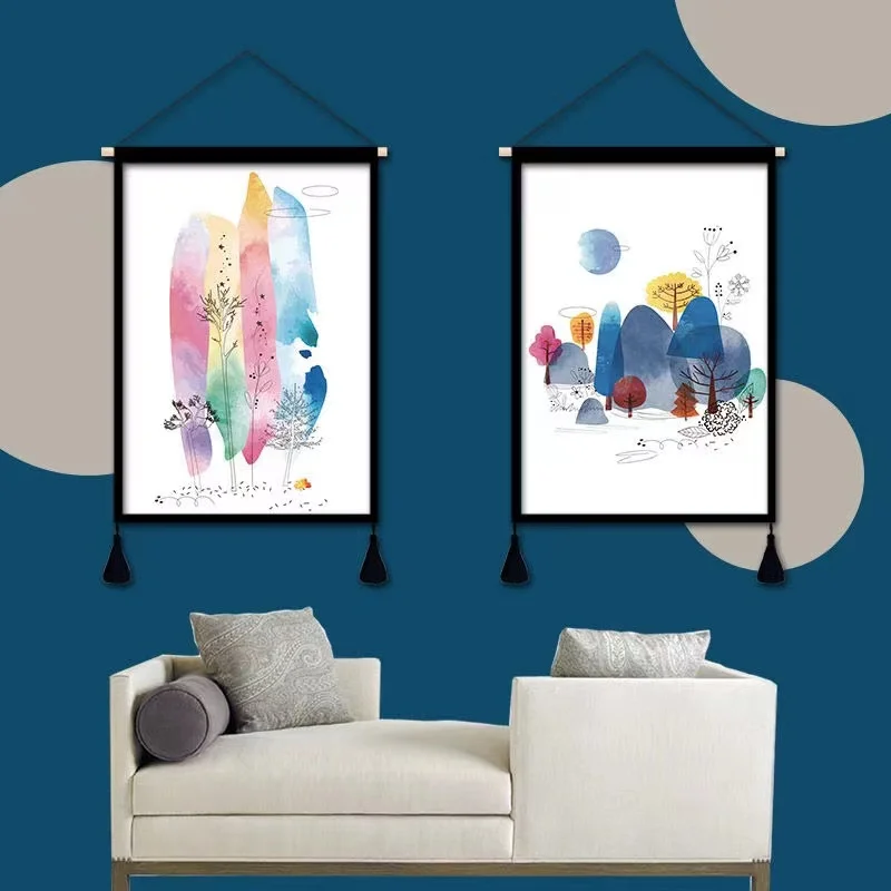 

Скандинавский декоративный свиток с растениями Ins, подвесная картина, домашний декор, гостиная, спальня, настенные художественные холщовые ...