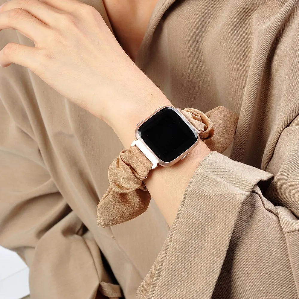 Elastic Fabric Bands for Fitbit Versa Women Girls Soft Woven Rubber Strap Replacement Scrunchies Band for Versa 2/Versa Lite