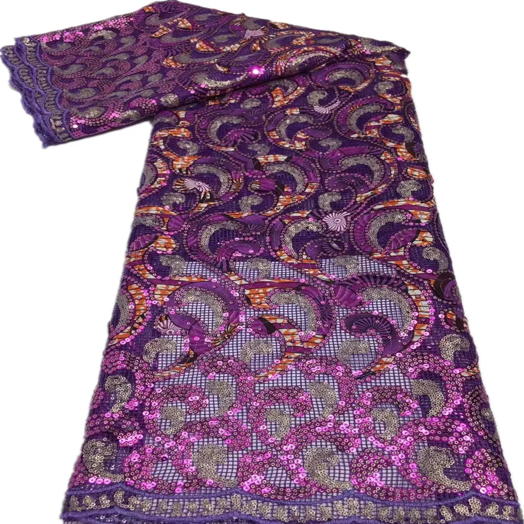 Высококачественная африканская Тюлевая кружевная ткань с блестками вышивкой