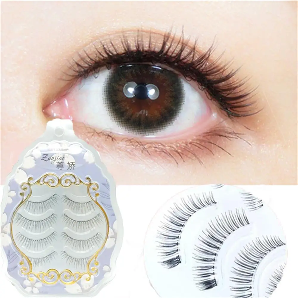4 пары Японский натуральный стиль ручной работы накладные макияж ресниц ультра