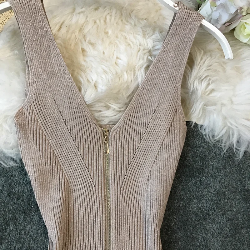 Gaganight 2019 г. сексуальное женское стрейчевое платье с V образным вырезом без рукавов