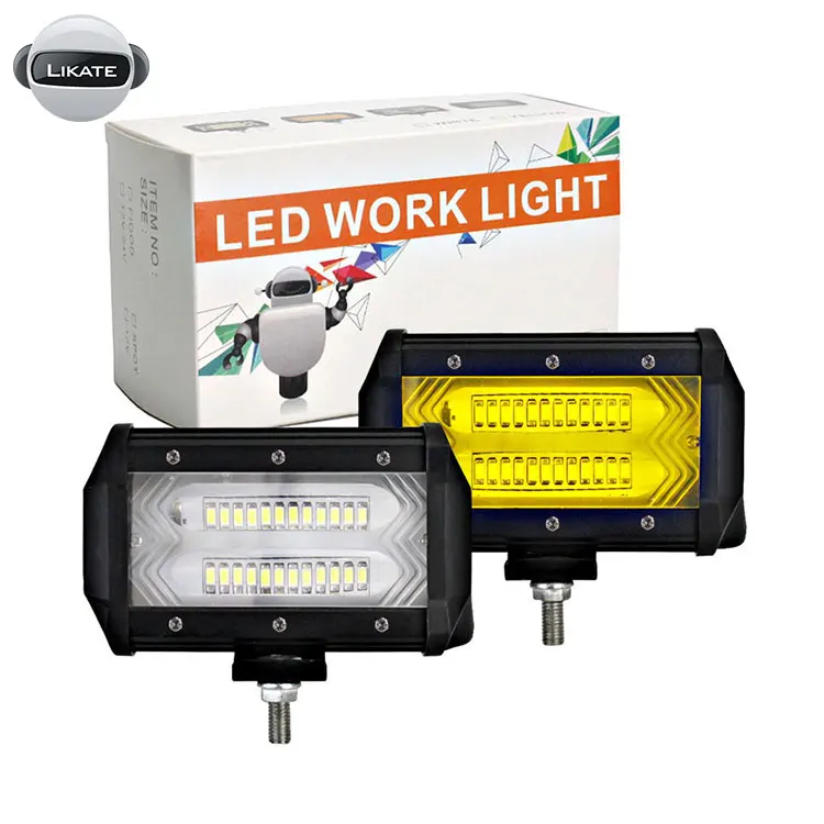 

LKT 4D Led Work Lamp 5 Inch 72W 24 LED Offroad Working Light Bar For Trucks 4x4 4WD SUV ATV 6000K Flood Beam 12V 24V
